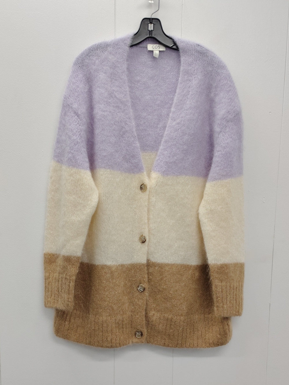COS Mohair & Wool Oversized Color Blocked Cardigan Size L